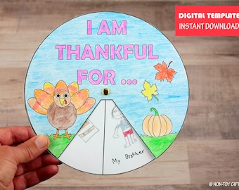 I Am Thankful For Printable, Thankful Template Craft For Kids, Thanksgiving Coloring And Writing Craft, Thankful Printable Activity,