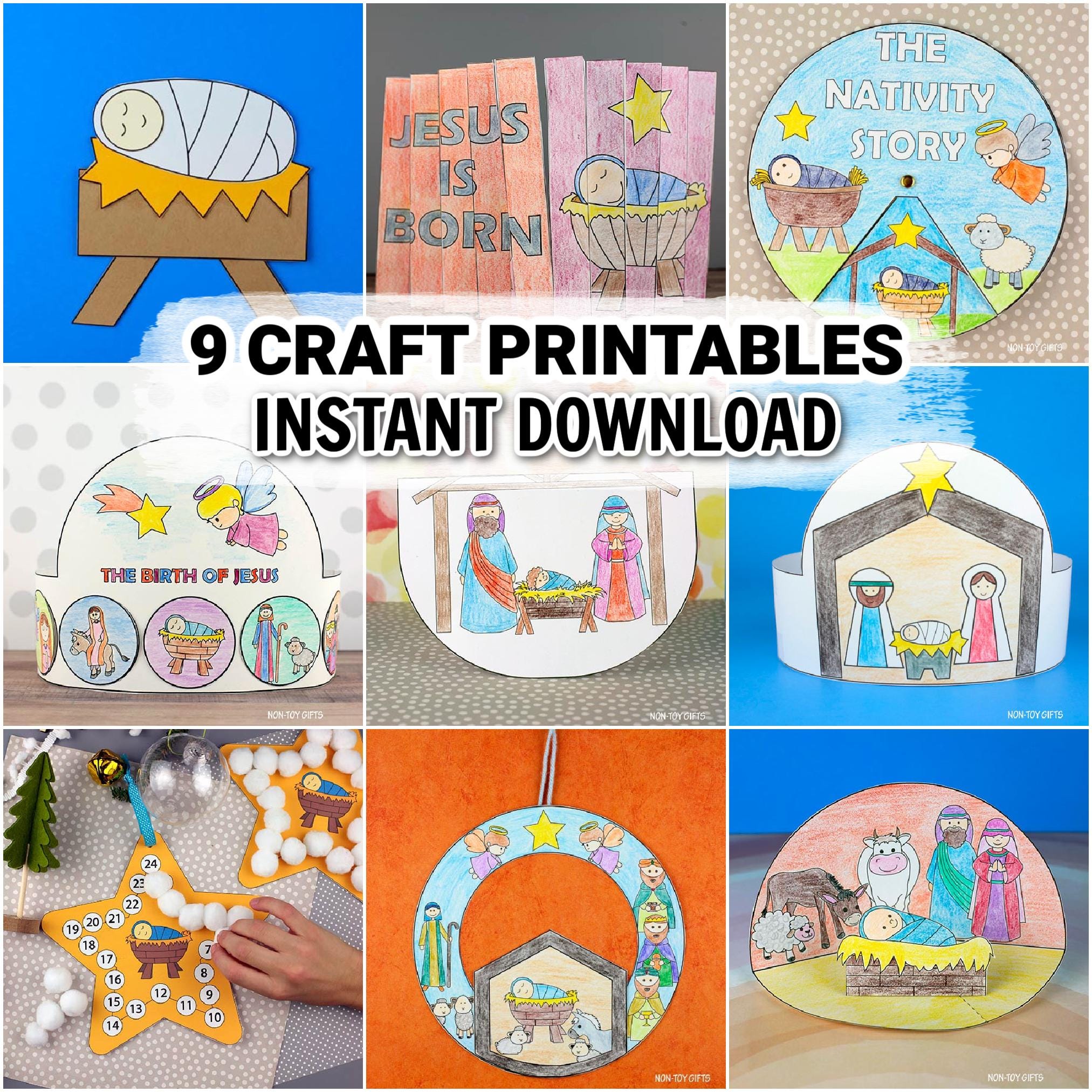 Kit Creativo Natività Per Bambini – 6 Calzine Di Gesù In Tessuto Non Tessuto, 8 Pennarelli Colorati E Adesivi – Crea Il Tuo Presepe Fai-da-te - 5