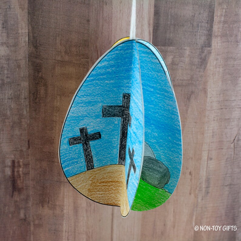 The Easter Story 3D Egg Craft for Kids, Sunday School Craft, Bible Story, Easter Story Coloring Craft, Holy Week, He Is Risen, Printable image 4