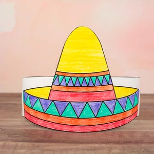 Cinco De Mayo Sombrero Paper Hat Craft Printable | Fiesta Headband ...