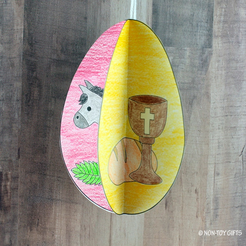 The Easter Story 3D Egg Craft for Kids, Sunday School Craft, Bible Story, Easter Story Coloring Craft, Holy Week, He Is Risen, Printable image 6