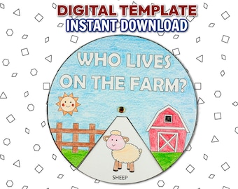 Farm Animals Craft Printable for Preschool & Kindergarten | Farm Theme Activity | Old MacDonald Spinner PDF
