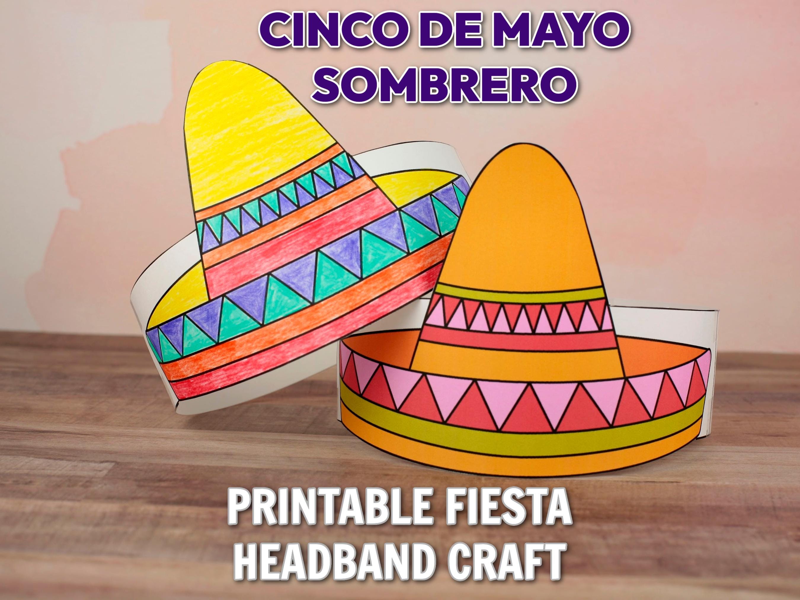 Cinco de Mayo Sombrero Paper Hat Craft Printable Fiesta Headband…
