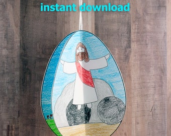 The Easter Story 3D Egg Craft for Kids,  Sunday School Craft, Bible Story, Easter Story Coloring Craft, Holy Week, He Is Risen, Printable