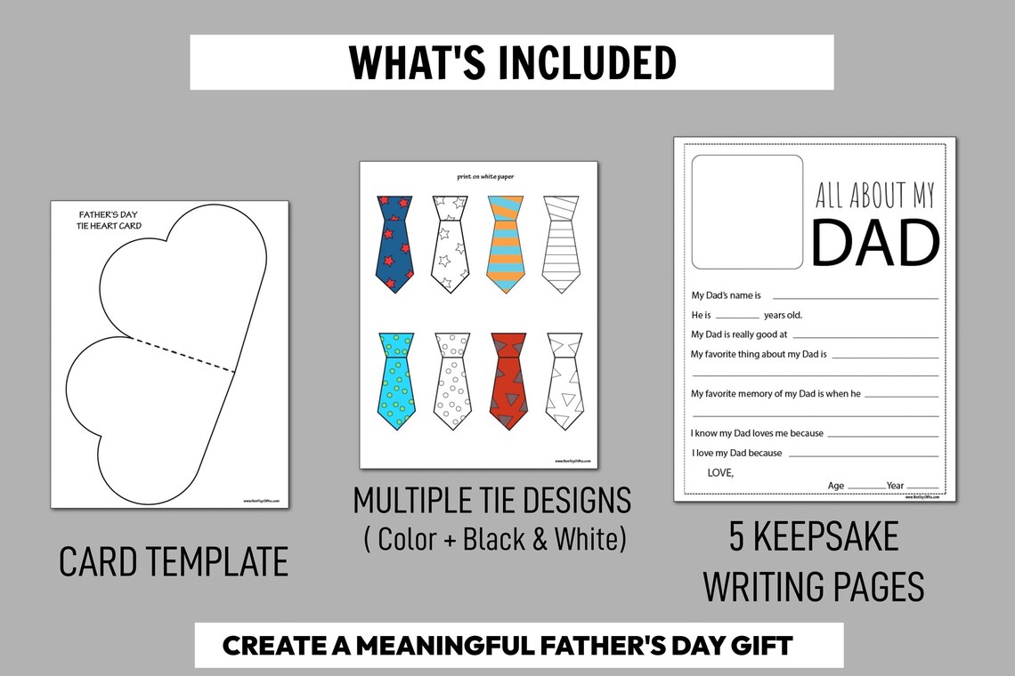 Father’s Day Card Craft Printable, All About My Dad Writing Page, Kids ...