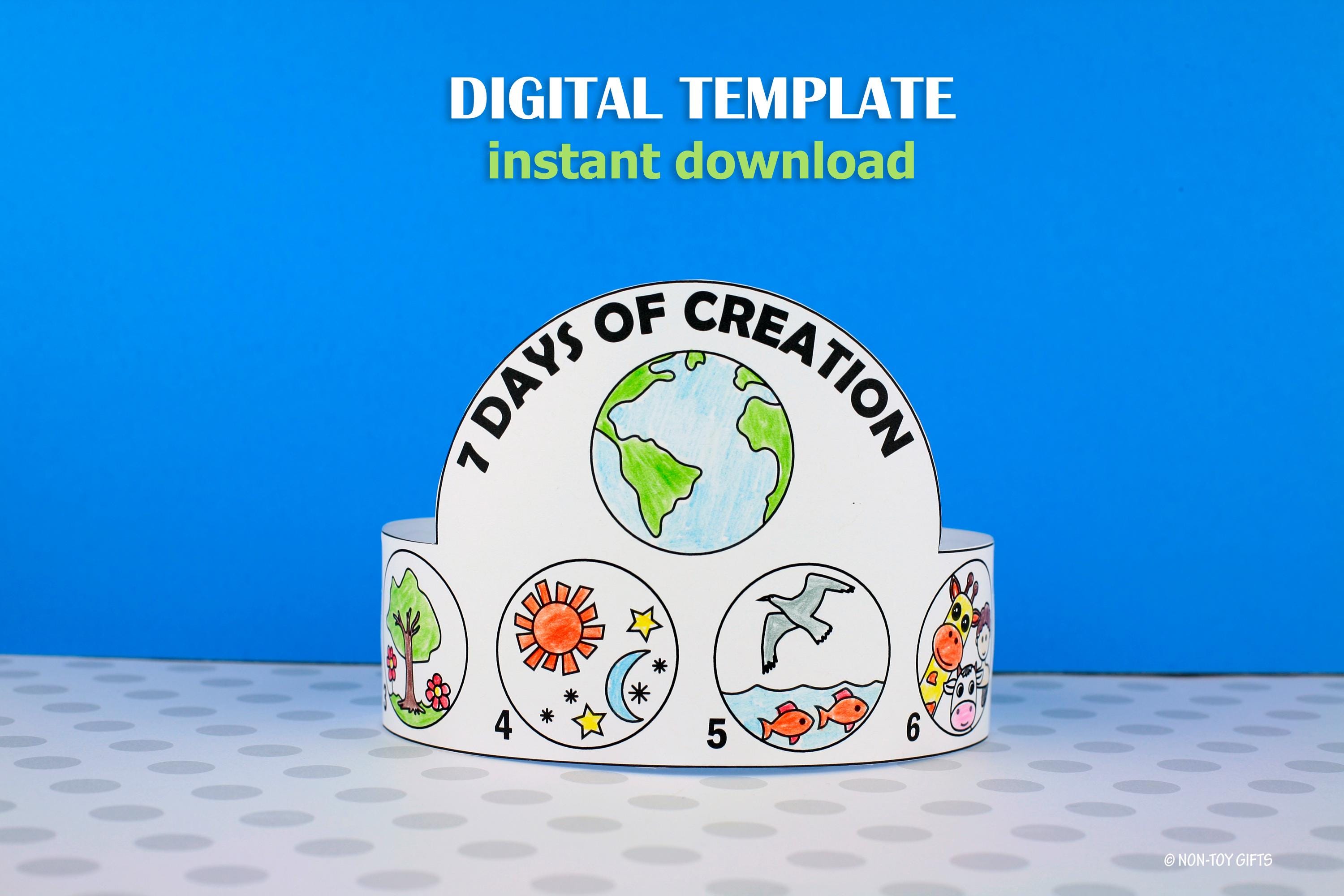 The Creation Story Hat Craft For Kids I 7 Days of Creation Bible Printable Activity I Sunday School, VBS, Homeschool I Christian Preschool