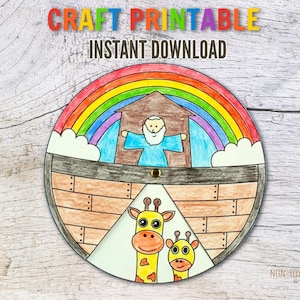 Noah's Ark Spinner Craft Printable | Bible Story Activity for Kids | Sunday School Old Testament Lesson | Religious Preschool Craft