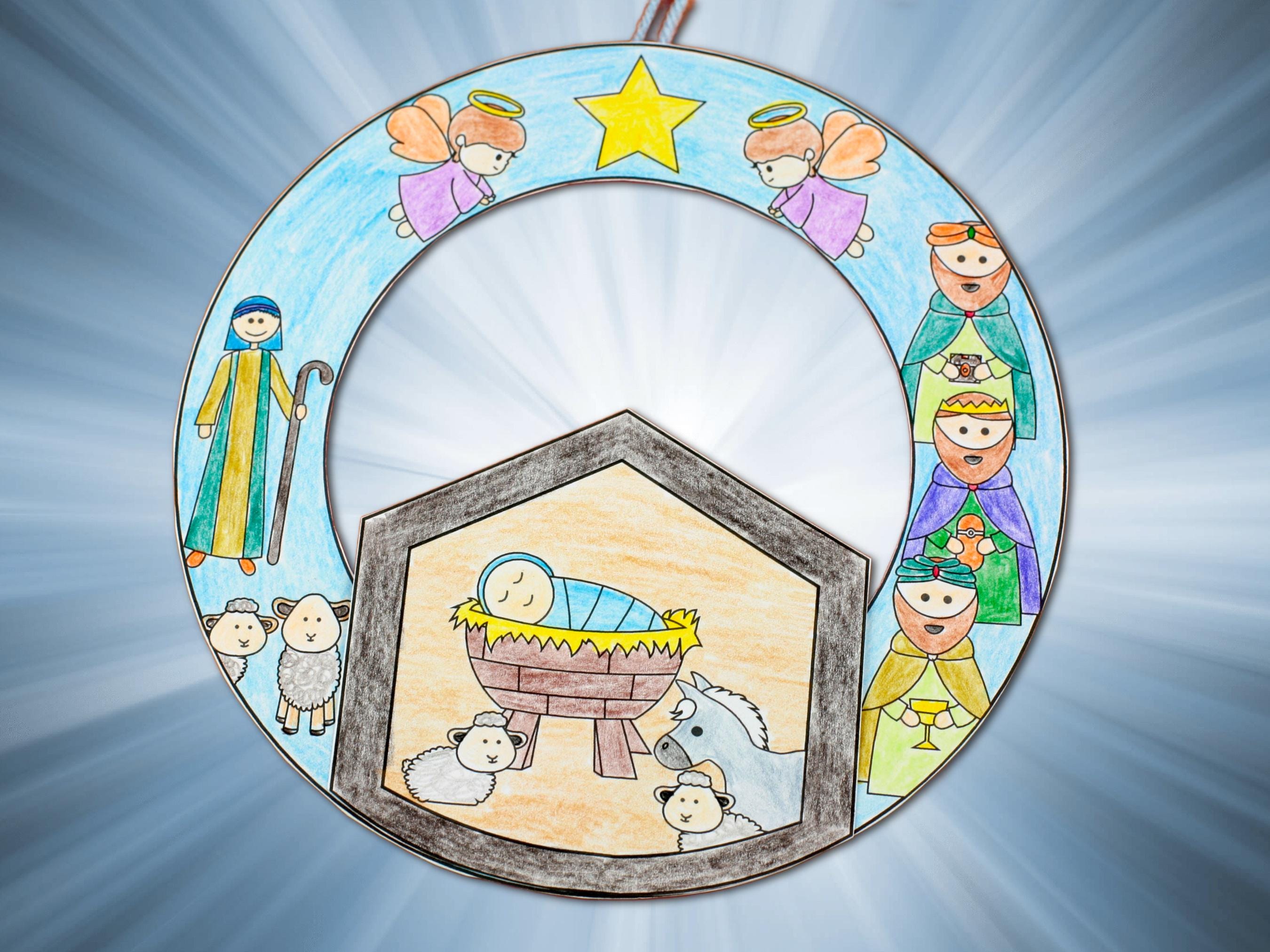 Nativity Wreath Craft Printable | Christian Christmas Activity for Kids ...