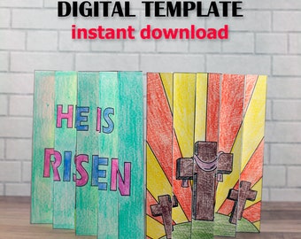 He Is Risen Agamograph Craft for Kids, Sunday School Craft, Bible Story Craft, Easter Story Coloring Craft, Holy Week,  Printable Template