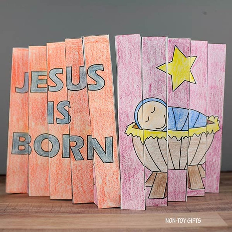 9 kerstkraamknutsels voor kinderen zondagsschoolknutsel afdrukbaar kleurknutsel geboorte van Jezus baby Jezus Bijbelverhaalactiviteiten afbeelding 10