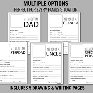 Father’s Day Card Craft Printable, All About My Dad Writing Page, Kids ...