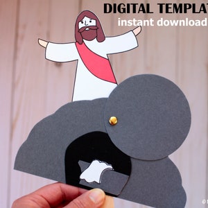 He Is Risen Craft for Kids, Easter Sunday School Activity, Jesus Resurrection Printable for Holy Week, Christian Easter Printable Preschool