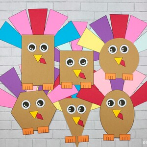 Shape Turkey Craft for Kids, Thanksgiving Turkey Printable, Turkey ...