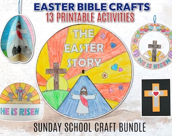 Easter Bible Craft Bundle – Christian Easter Crafts for Kids, 13 Printable Activities, Sunday School Craft, Religious Easter Printable