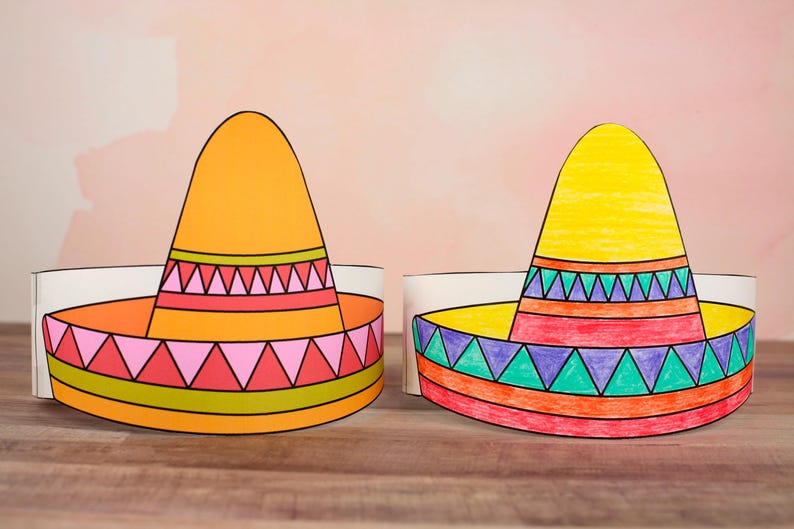 Cinco De Mayo Sombrero Paper Hat Craft Printable | Fiesta Headband ...