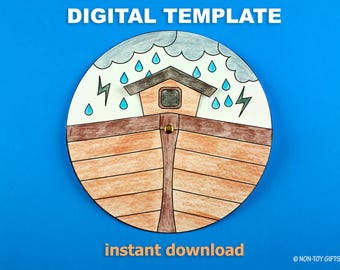 Noah’s Ark Spinner Craft – Bible Story Printable for Kids | Sunday School or VBS Activity I Preschool Homeschool I The Old Testament