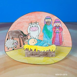 9 kerstkraamknutsels voor kinderen zondagsschoolknutsel afdrukbaar kleurknutsel geboorte van Jezus baby Jezus Bijbelverhaalactiviteiten afbeelding 3