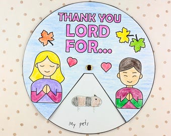 Thank You Lord Spinner Craft Printable | Christian Lent, Easter & Thanksgiving Activity For Kids | Sunday School Gratitude Bible Craft