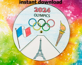 2024 Summer Olympics Craft for Kids, Paris France Olympics, Preschool Printable, Coloring Activity for Preschoolers, Jeux Olympiques