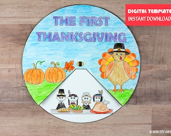 Thanksgiving Craft for Kids - The First Thanksgiving Craft - Printable Thanksgiving Craft - Turkey Craft - Thanksgiving Coloring Activity