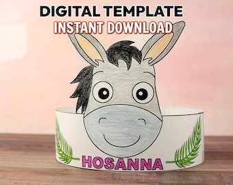 Catholic Palm Sunday Craft | Donkey Headband Printable | Holy Week | Hosanna Easter Coloring Activity Preschool