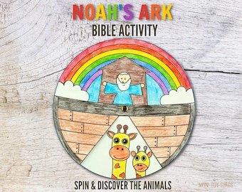 Noah’s Ark Spinner Craft Printable | Sunday School Bible Activity | Christian Preschool Craft | Homeschool Bible Lesson