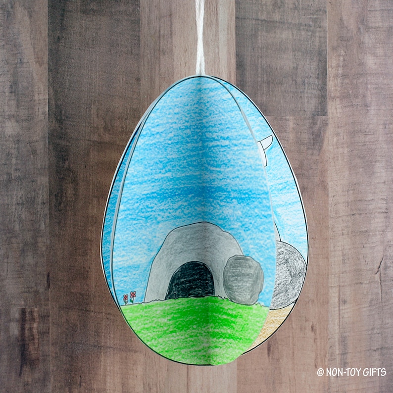 The Easter Story 3D Egg Craft for Kids, Sunday School Craft, Bible Story, Easter Story Coloring Craft, Holy Week, He Is Risen, Printable image 8