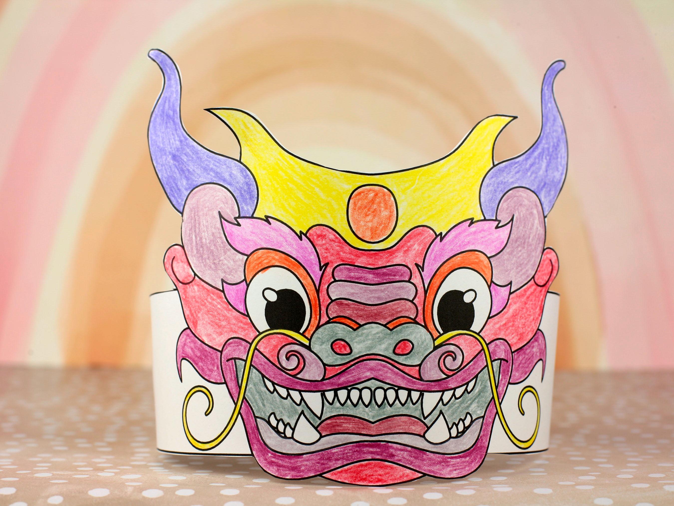Chinese New Year Dragon Hat Craft Printable for Kids | Lunar New Year ...