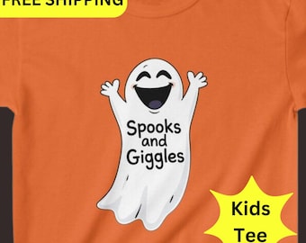 Camiseta de Halloween para niños Spooks and Giggles Ghost Kids Heavy Cotton™, camiseta de Halloween para niños, regalo de Halloween para niños, camiseta de fantasma de Halloween