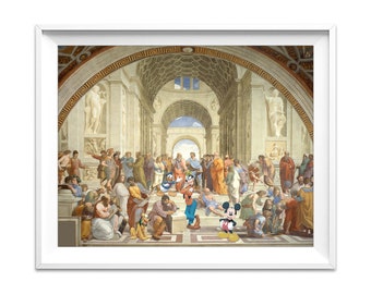 Disney Inspired Mickey Mouse, Goofy, Pluto, Donald Duck - Raphael Smash-Up Art Print, UNFRAMED, Wall & Home Decor Gift, All Sizes