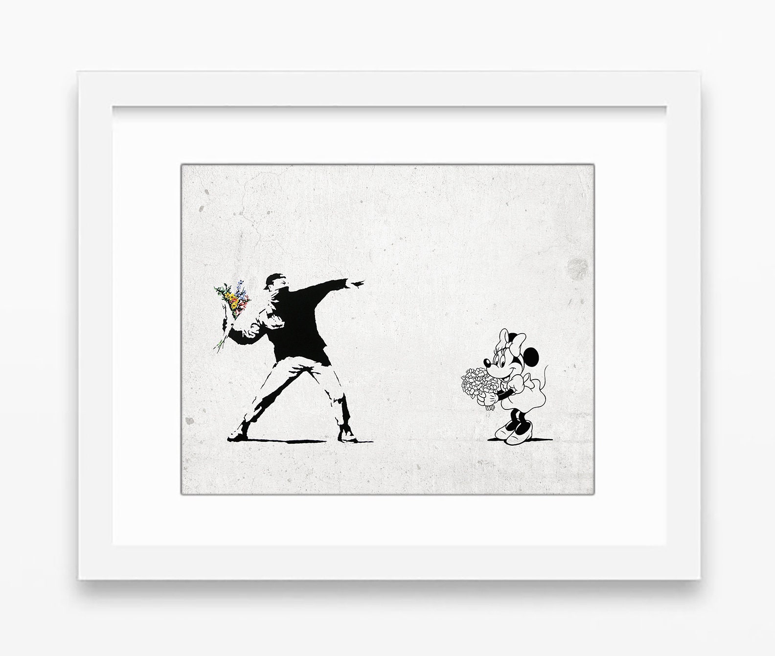 Disney Inspired Minnie Mouse and Banksy Smash-up Art Print or