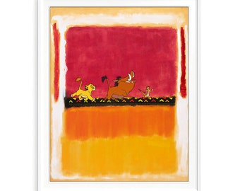 Disney Inspired Simba, Pumbaa, Timon From The Lion King - Rothko Smash-Up Art PRINT or CANVAS, UNFRAMED, Wall & Home Decor, All Sizes