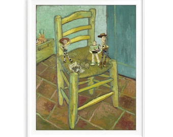 Disney Inspired Woody, Buzz, and Jessie From Toy Story - Vang Gogh Smash-Up Art PRINT or CANVAS, UNFRAMED, Wall & Home Decor, All Sizes