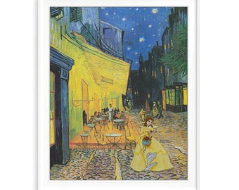 Disney Inspired Belle from Beauty and the Beast - Vang Gogh Smash-Up Art Print or Canvas, UNFRAMED, Wall & Home Decor, All Sizes