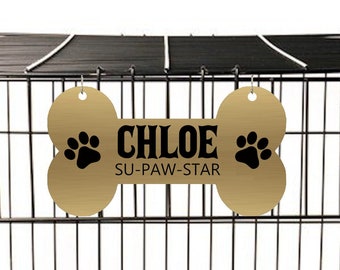 Picture of Kennel Crate Pet Tag Identification Dog Bone Name Plate - Etsy