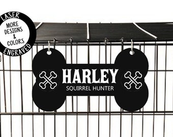 Kennel Crate Pet Tag Identification Dog Bone Name Plate - Etsy - Custom Pet Crate Id Tags With Name