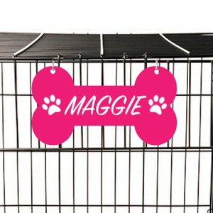 Dog Name Plate Crate Pet Tag Doghouse Sign Kennel Pet Name Pet ID Plaque Personalized Kennel Name Plate ID New Puppy Gift image 1