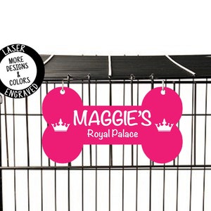 Dog Name Plate | Crate Pet Tag | Doghouse Sign | Kennel Pet Name | Pet ID Plaque | Personalized Kennel Name Plate | New Puppy Gift | Crown