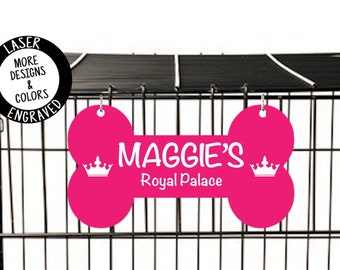 View of Kennel Crate Pet Tag Identification Dog Bone Name Plate - Etsy