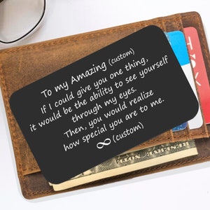 Cadeau fête des pères, insert de carte portefeuille personnalisé, cadeau pour petit ami fils mari, cadeau 10e anniversaire, si je pouvais vous offrir quelque chose