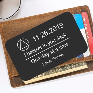 Personalized Sobriety Gift for Men | Custom Engraved Wallet Card | On this day you surrendered | Inspiration Encouragement Gift | Recovery