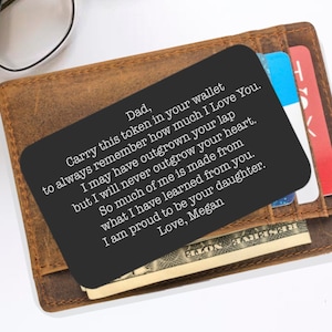 Carte portefeuille gravée personnalisée | Cadeau fête des pères | De la fille | Du fils | Insertion pour portefeuille | carte de correspondance | Jeton | Cadeau d'anniversaire pour papa