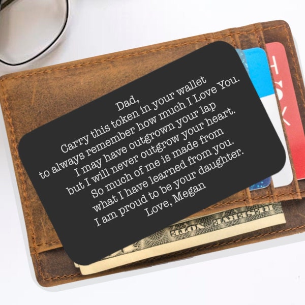 Personalized Engraved Wallet Card | Father's Day Gift | From Daughter | From Son | Wallet Insert | Note Card | Token | Birthday Gift for Dad