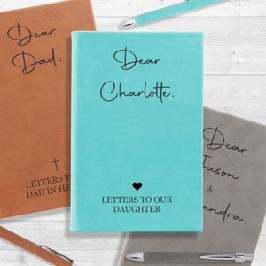 Letters to my, Custom Wording, Dear Dad, Personalized Journal, Vegan Leather Journal, Lined Journal Notebook, Gift to Son Daughter Husband
