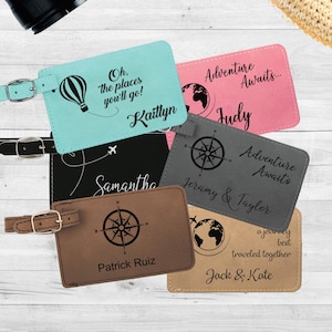 Personalized  Luggage Tag Vegan Leather | Travel Gift | Couples Gift | Graduation Gift | Custom Luggage Tag | Wedding Party Favor | Bag Tag