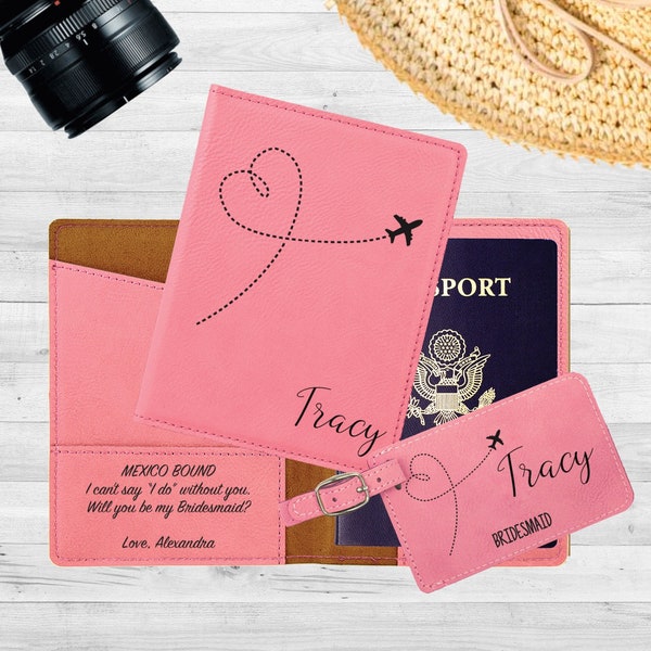 Personalized Passport Holder | Traveler Abroad Gift | Custom Passport Cover | Vegan Leather Personalized Wedding Gift | Destination Wedding