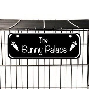 Pet Name Plate | Crate Pet Tag | Rabbit Bunny Pet Name Sign Engraved | Doghouse Sign | Pet ID Plaque | Personalized Kennel Name Plate ID