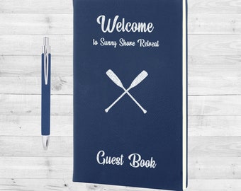 Personalized Guestbook | Vegan Leather Journal | Create Your Own | Custom Lined Journal | Cabin | Lake House | Beach House Guest Book