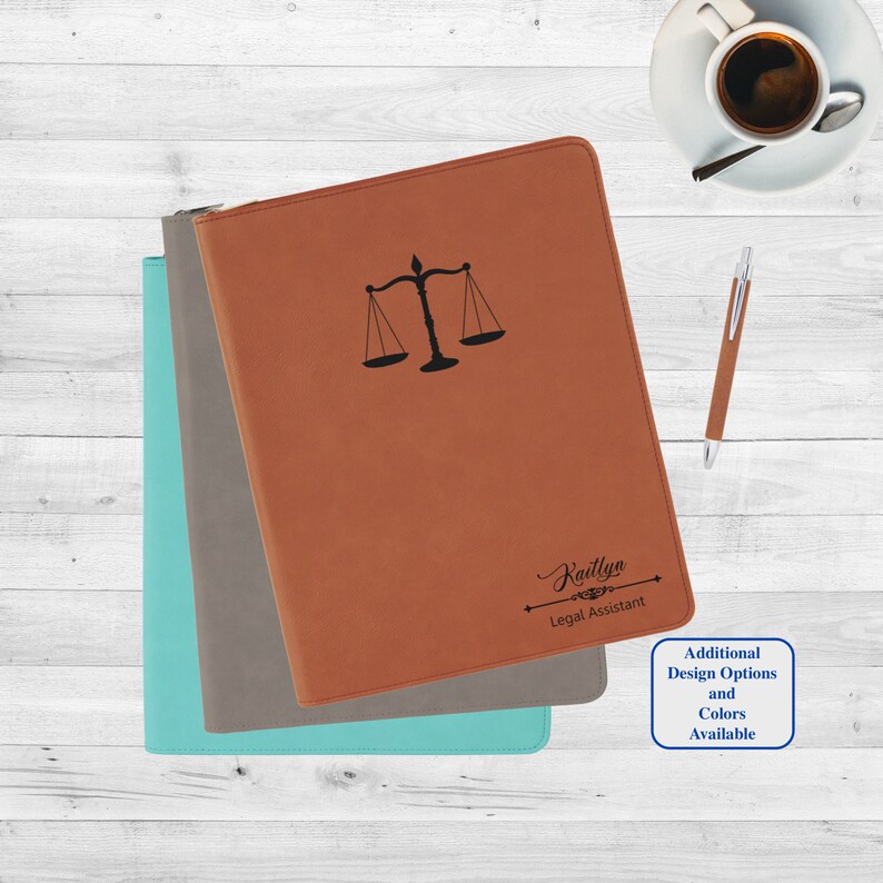 Personalized Padfolio Fathers Day Custom Logo Corporate Gift Job Promotion Husband Gift Personalized Zip Vegan Leather Portfolio