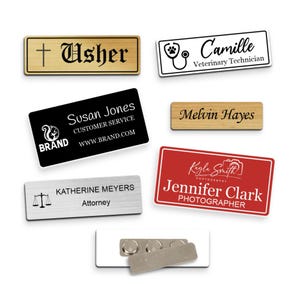 Custom Magnetic Name Badge Tag, Business Personalized Name Tag with Logo, Employee Shirt Name Tag,  Church, School, Camp, Office, Doctor
